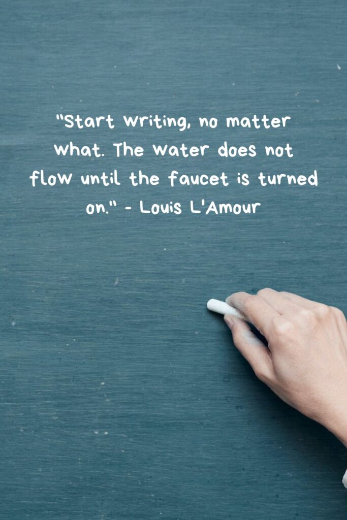 "Start writing, no matter what. The water does not flow until the faucet is turned on."

- Louis L'Amour ( witting quotes)