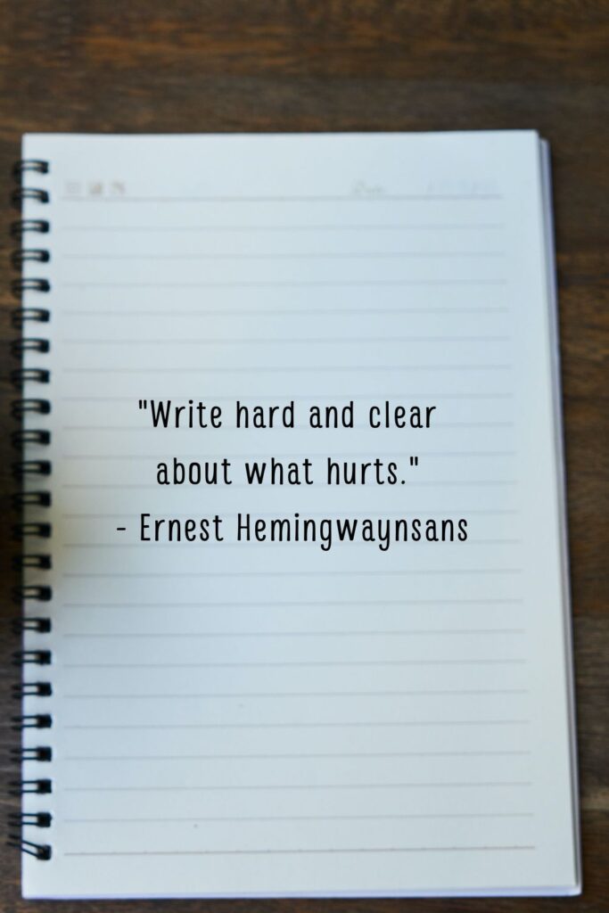 "Write hard and clear about what hurts." 

- Ernest Hemingwaynsans